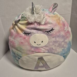 Justice Squishmallows Unicorn Plush 14” Pastel Tie Dye Letter A